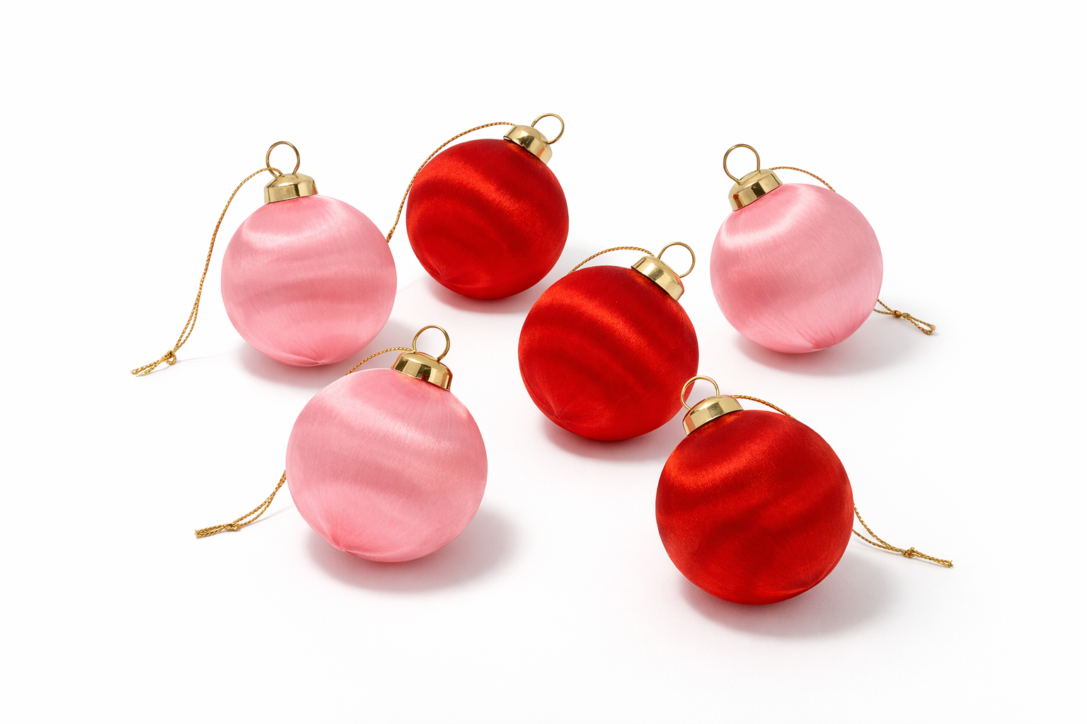 Set of 6 Plain Red/Pink Baubles - Preorder