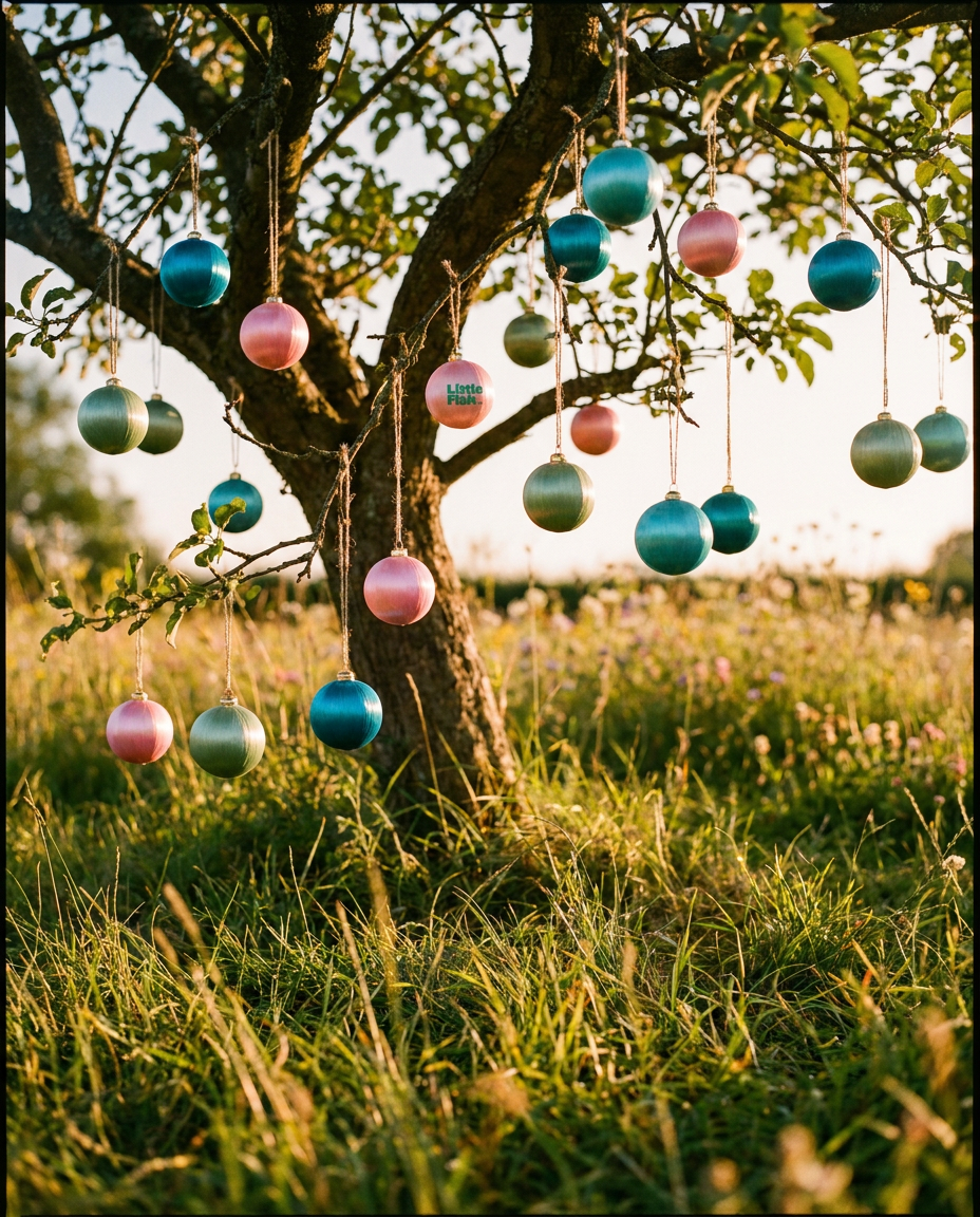 Set of 6 Plain Green/Pink Baubles - Preorder
