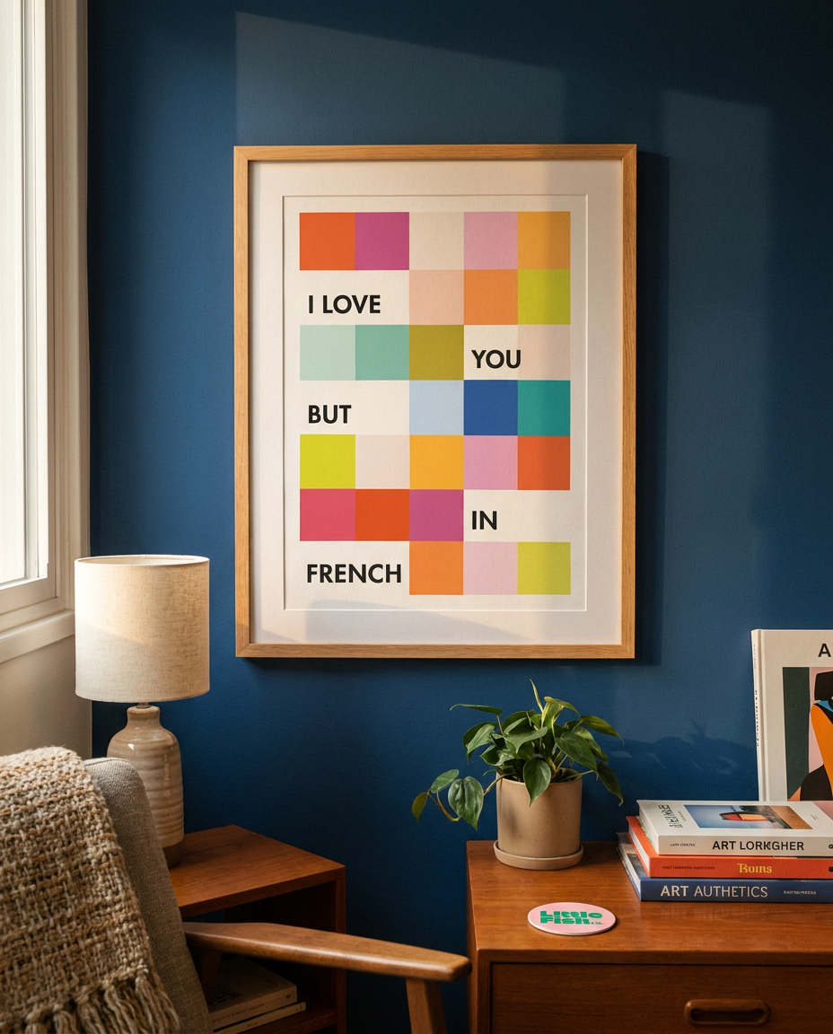 I love you but in French Fine Art Print - Orange