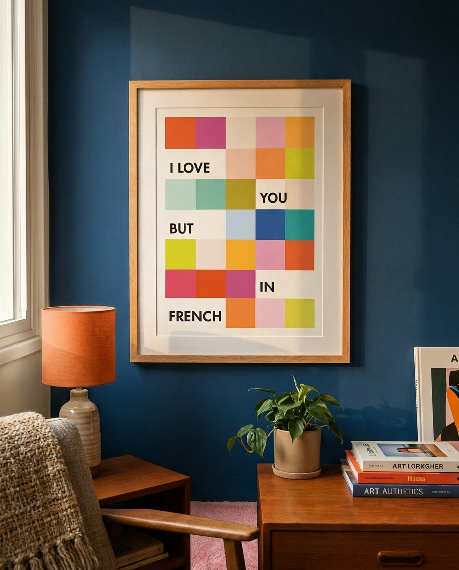 I love you but in French Fine Art Print - Orange