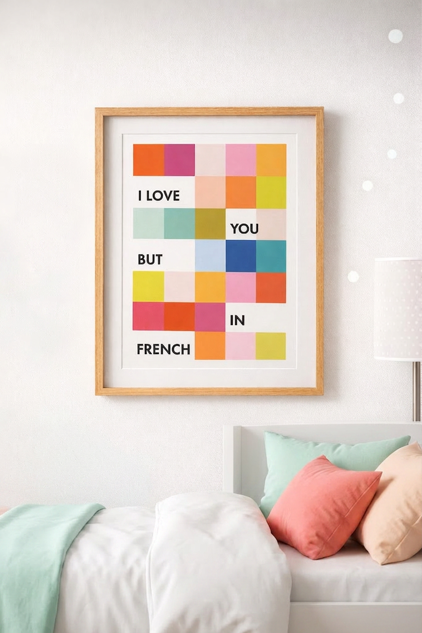 I love you but in French Fine Art Print - Orange