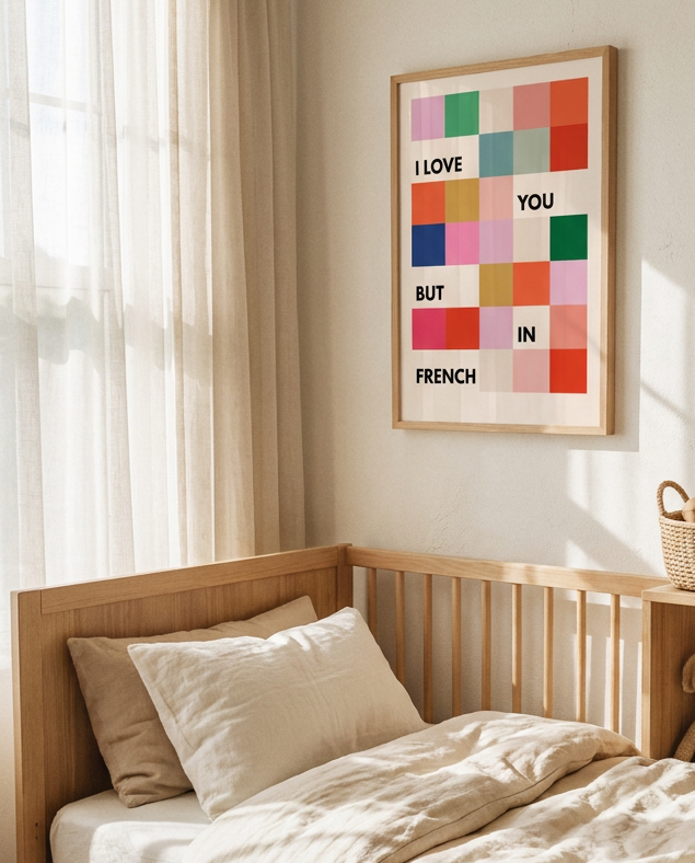 I love you but in French Fine Art Print - Pink