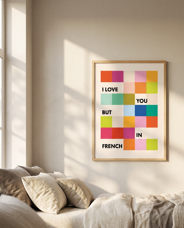I love you but in French Fine Art Print - Orange