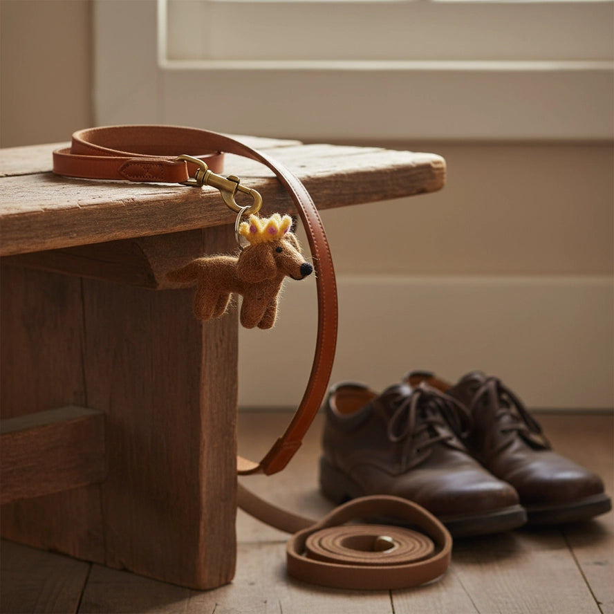 Handmade Needle Felt Fair Trade Sausage dog Keyring-Little Fish Co.