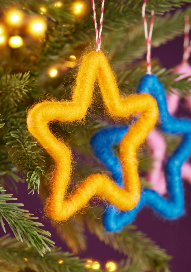 Set of 6 felt star decorations-Top 30 Christmas-Little Fish Co.