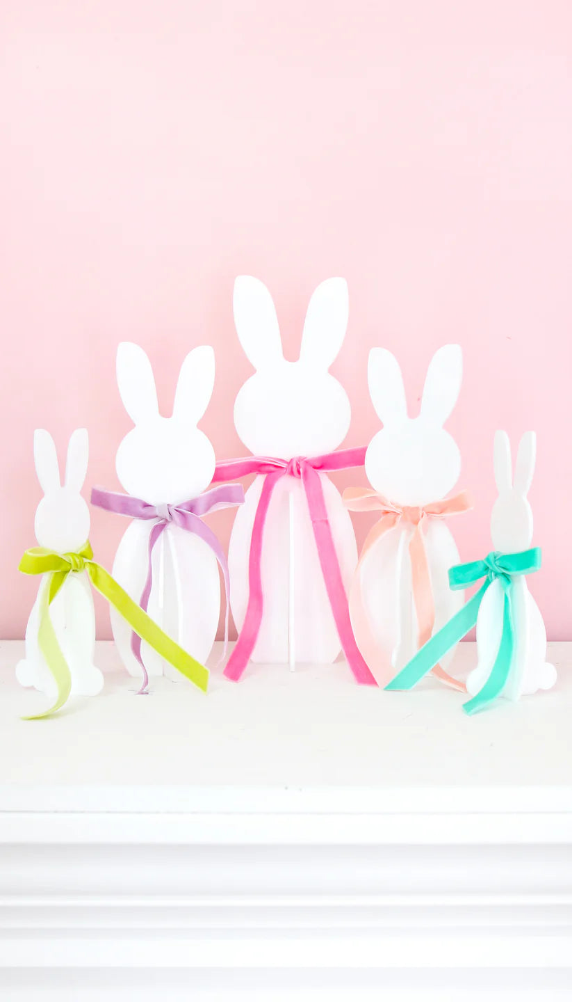 Set of 4 White Acrylic Bunnies with bows-Fun-Little Fish Co.