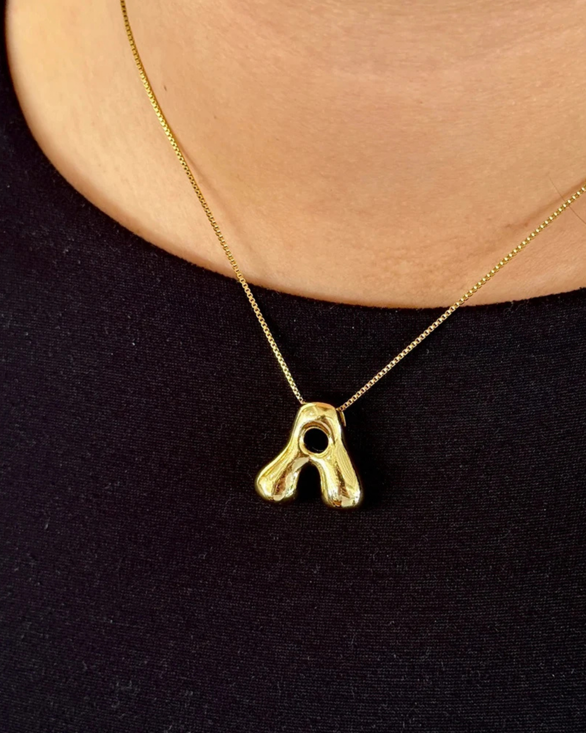 The Goldie - Bubble Initial necklace