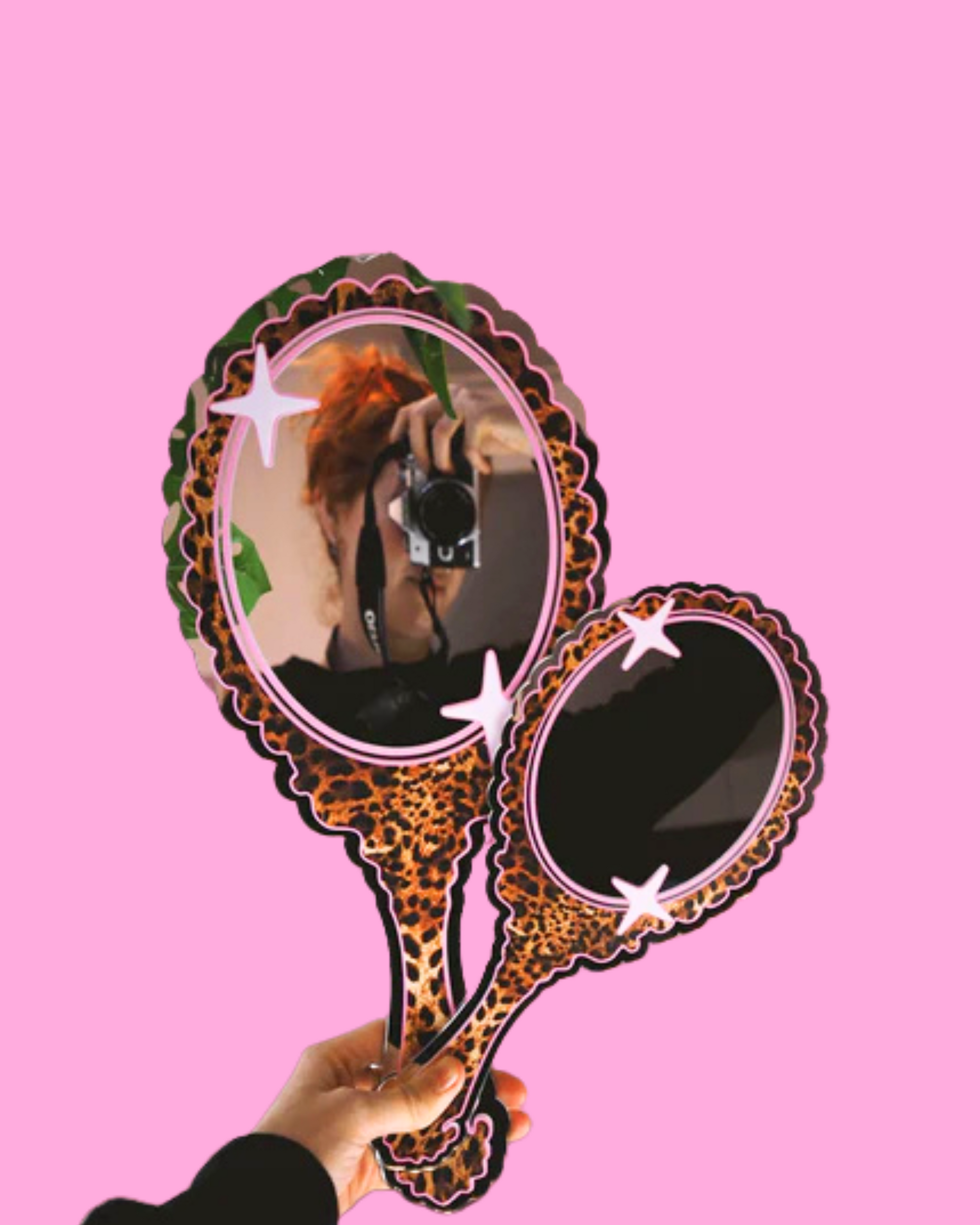 Vanity "hand held mirror leopard - small-New Arrivals-Little Fish Co.