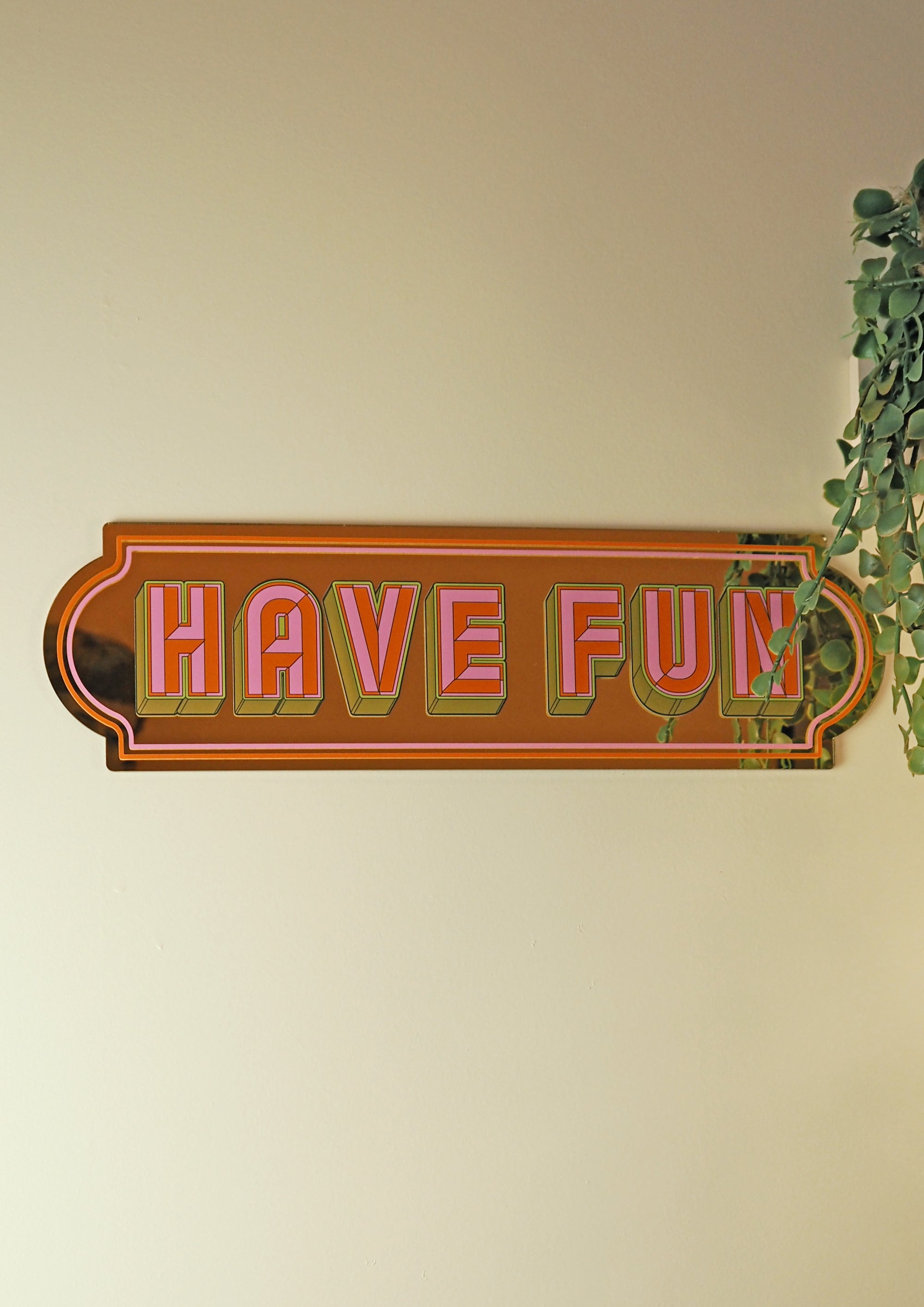 Have Fun- gold rectangle mirror-Little Fish Co.