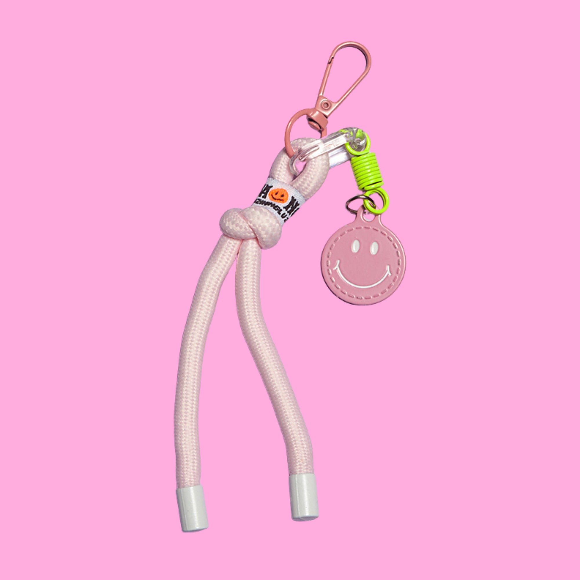 Happy Face Rope Keychain - Pale Pink-Little Fish Co.