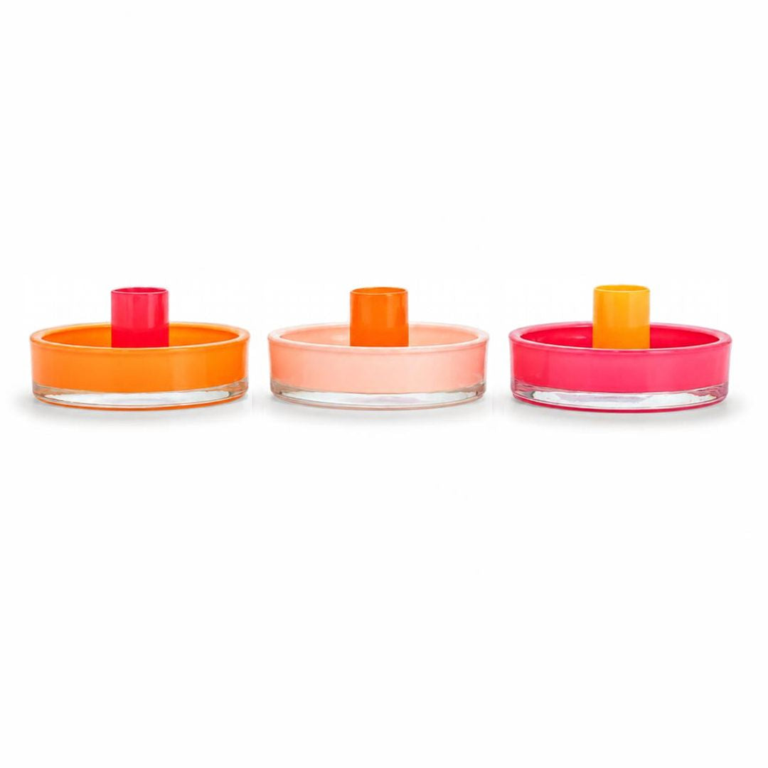 Round Glass candle holder  colours assorted