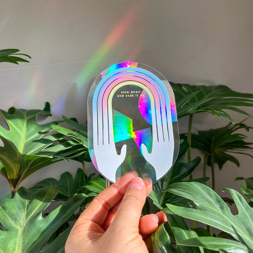 Rainbow Maker Sticker - Slow down and soak it up-Decor-Little Fish Co.