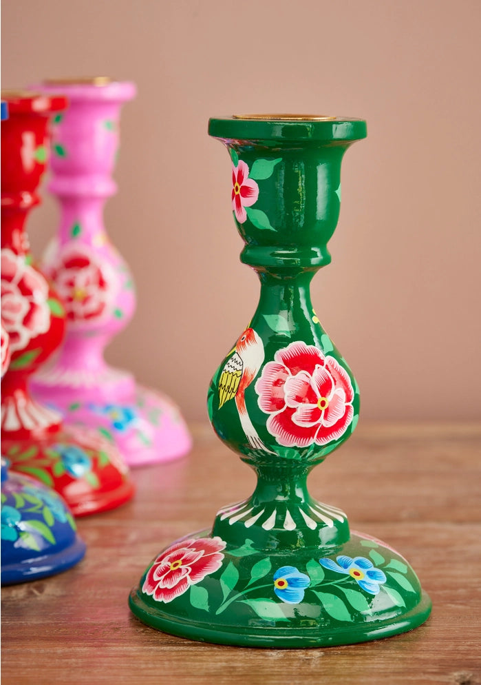 Large Floral Hand Painted candle holder