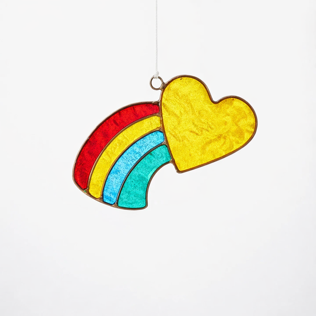 Rainbow heart glitter Sun catcher