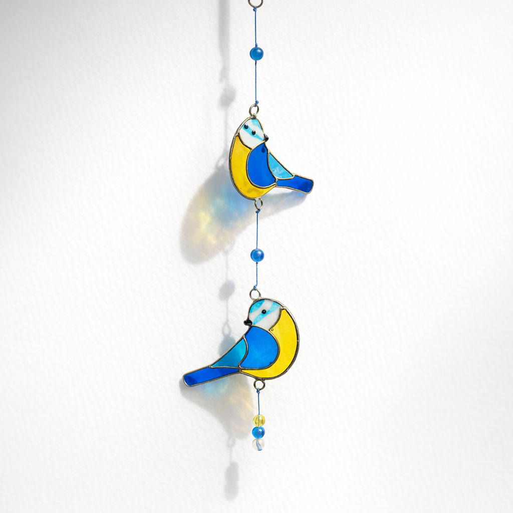String of 3 Blue Tit Birds Sun Catcher