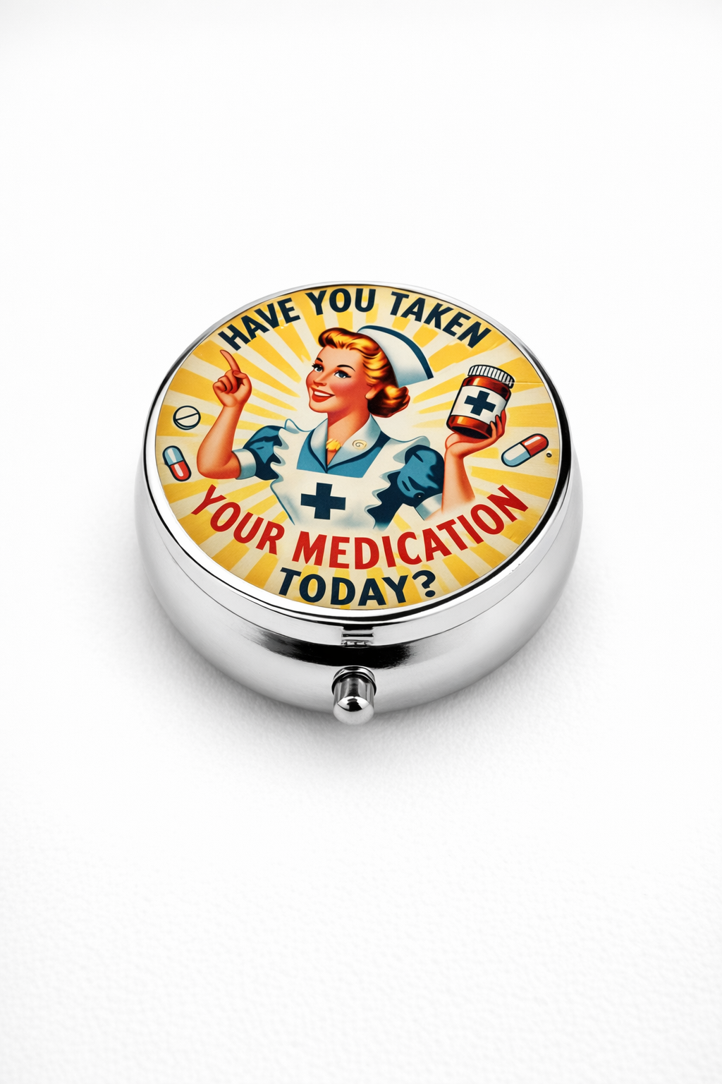 Retro Nurse mini pill box Yellow