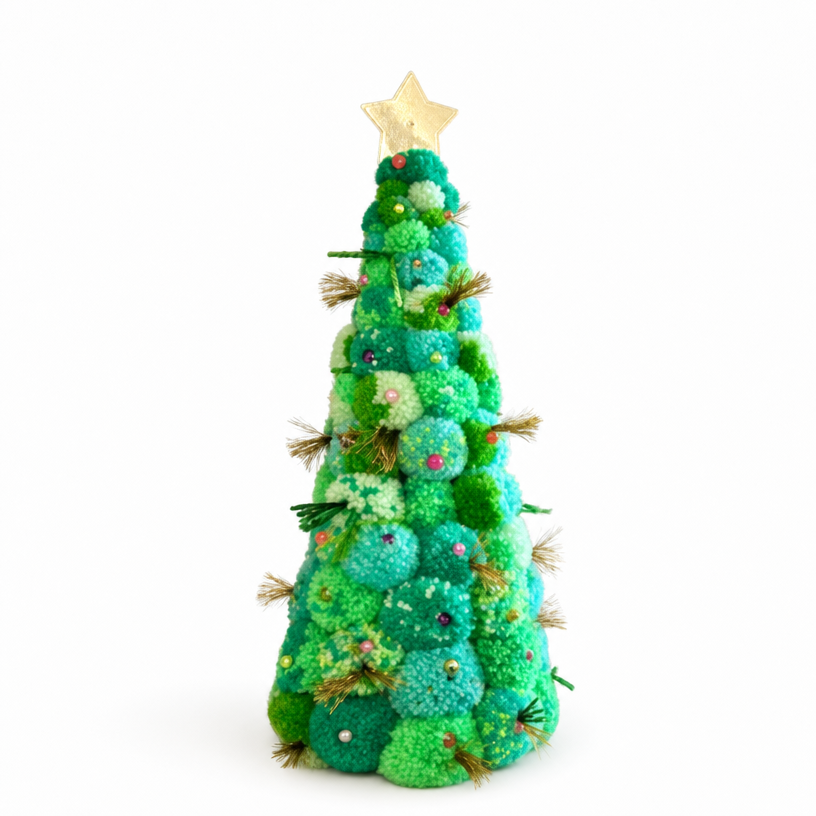 Pom Pom handmade tree Green S/L