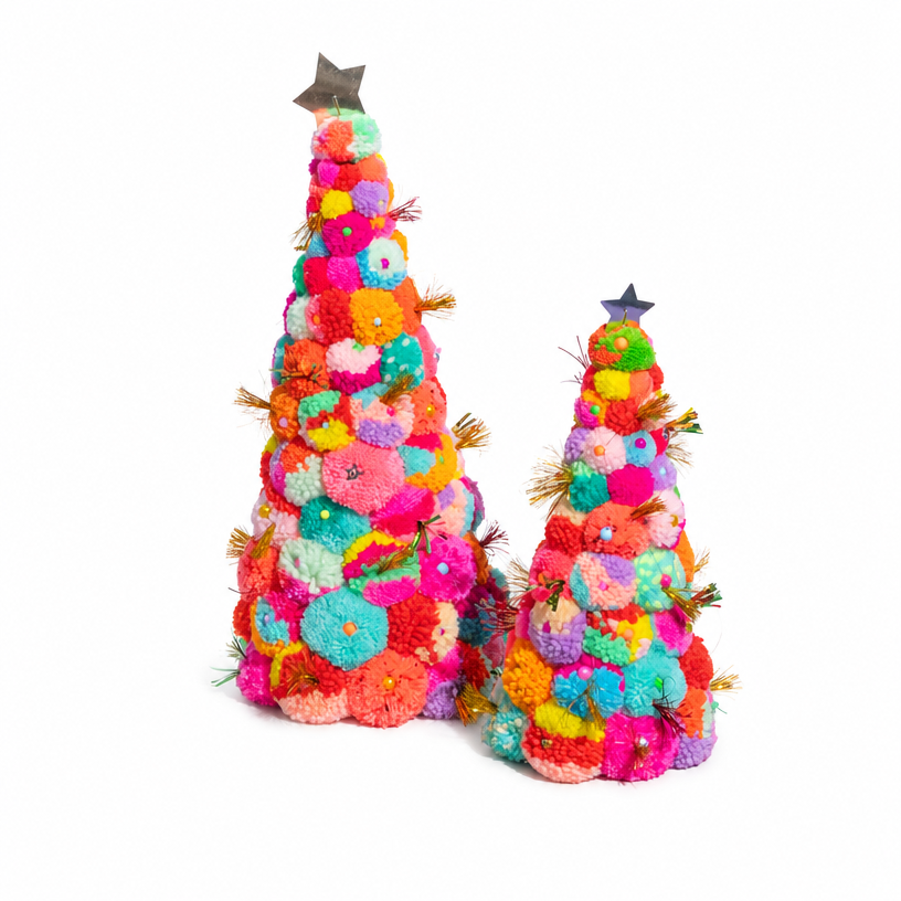 Pom Pom handmade tree Multi  Various size