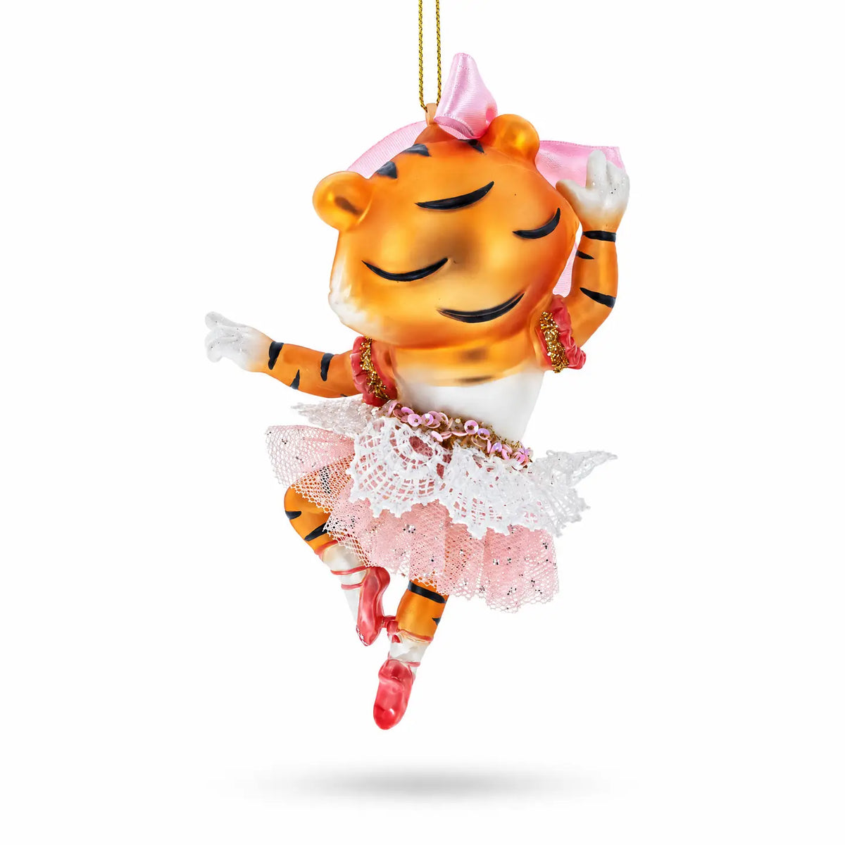 Lady Tiger glass ornament handcrafted
