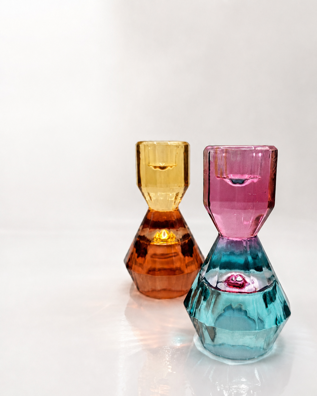 Bright  tea light / taper glass candle holder