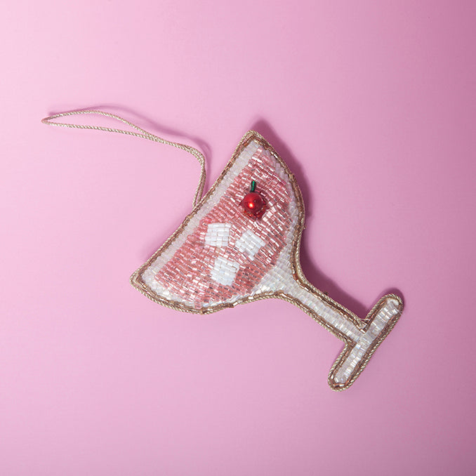 Pink Cocktail beaded Tree decoration-Little Fish Co.