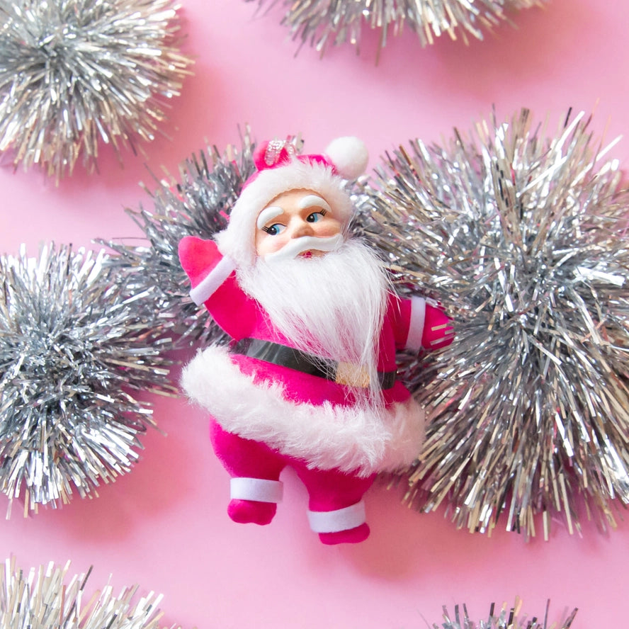 Retro Dancing Christmas Santa Ornament - Electric Pink-Top 30 Christmas-Little Fish Co.