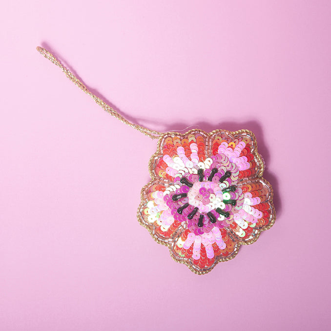 Pink Flower beaded Tree decoration-Little Fish Co.