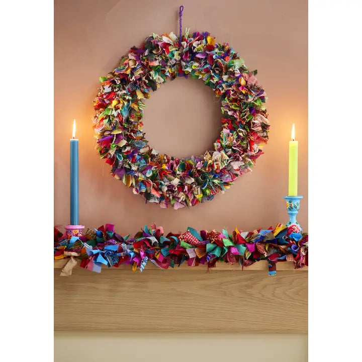 Large Recycled Sari wreath-Little Fish Co.