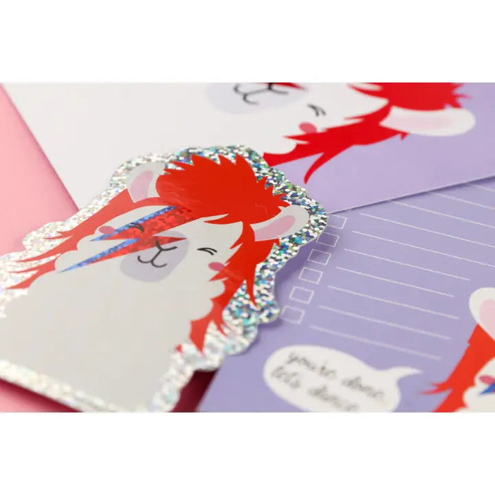 Glitter sticker - David Bowie Ziggy Stardust Llama-Top 30 Stationary-Little Fish Co.