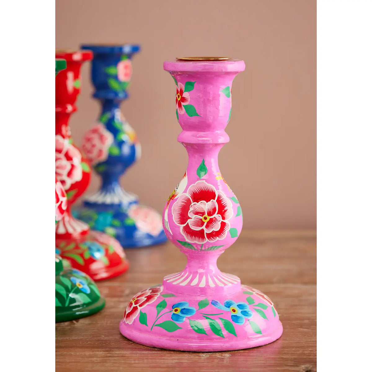 Large Floral Hand Painted candle holder