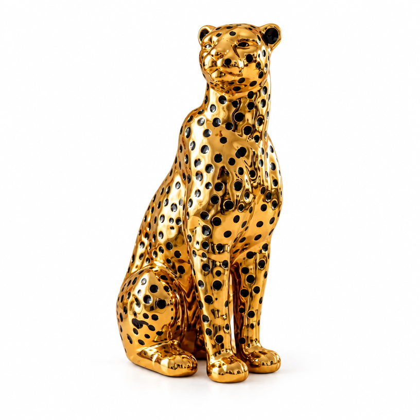 Gold Leopard Statue Ceramic