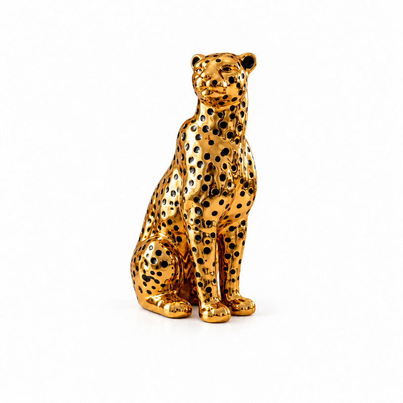 Gold Leopard Statue Ceramic