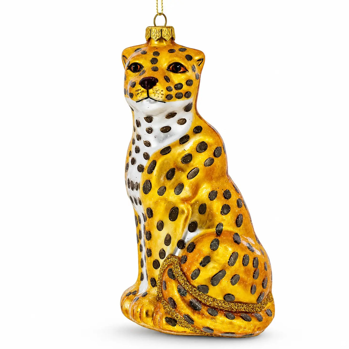 Spotted Leopard glass ornament handcrafted