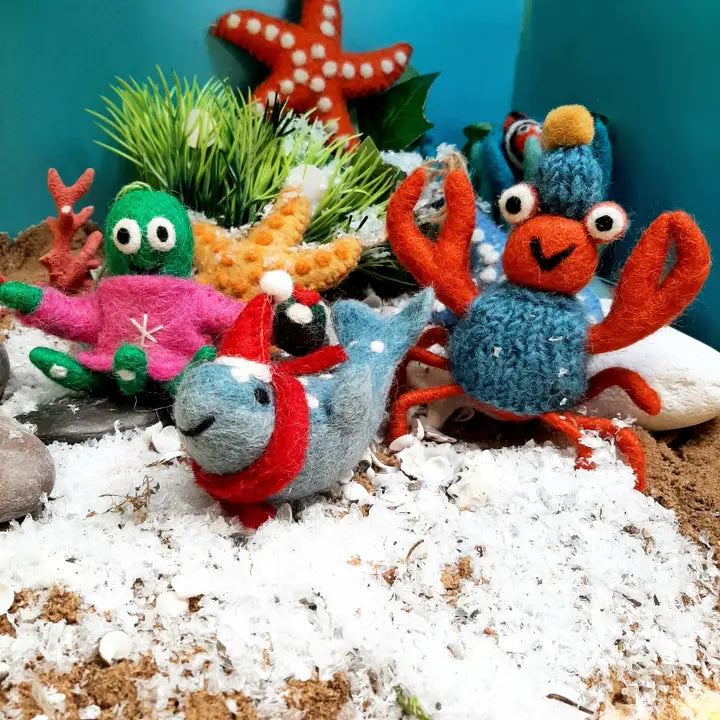 Handmade Felt Sammy Snowcrab Christmas Crab Decoration-Top 30 Christmas-Little Fish Co.