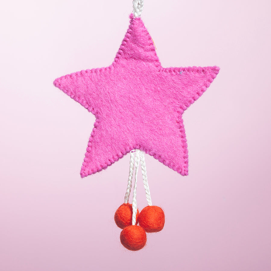 Felt Star Wall hanging - Fuchsia / Red-Little Fish Co.