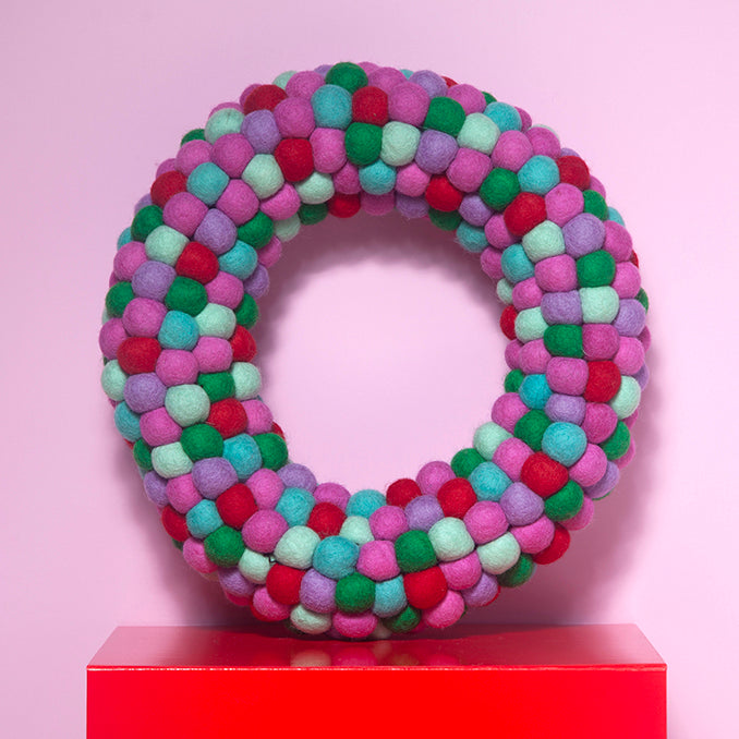 Felt Ball wreath Peppermint-Fun-Little Fish Co.