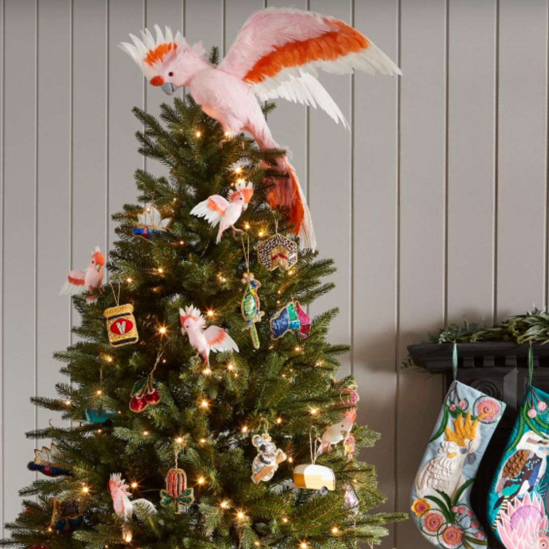 yellow crested cockatoo sequin tree decoration-Little Fish Co.