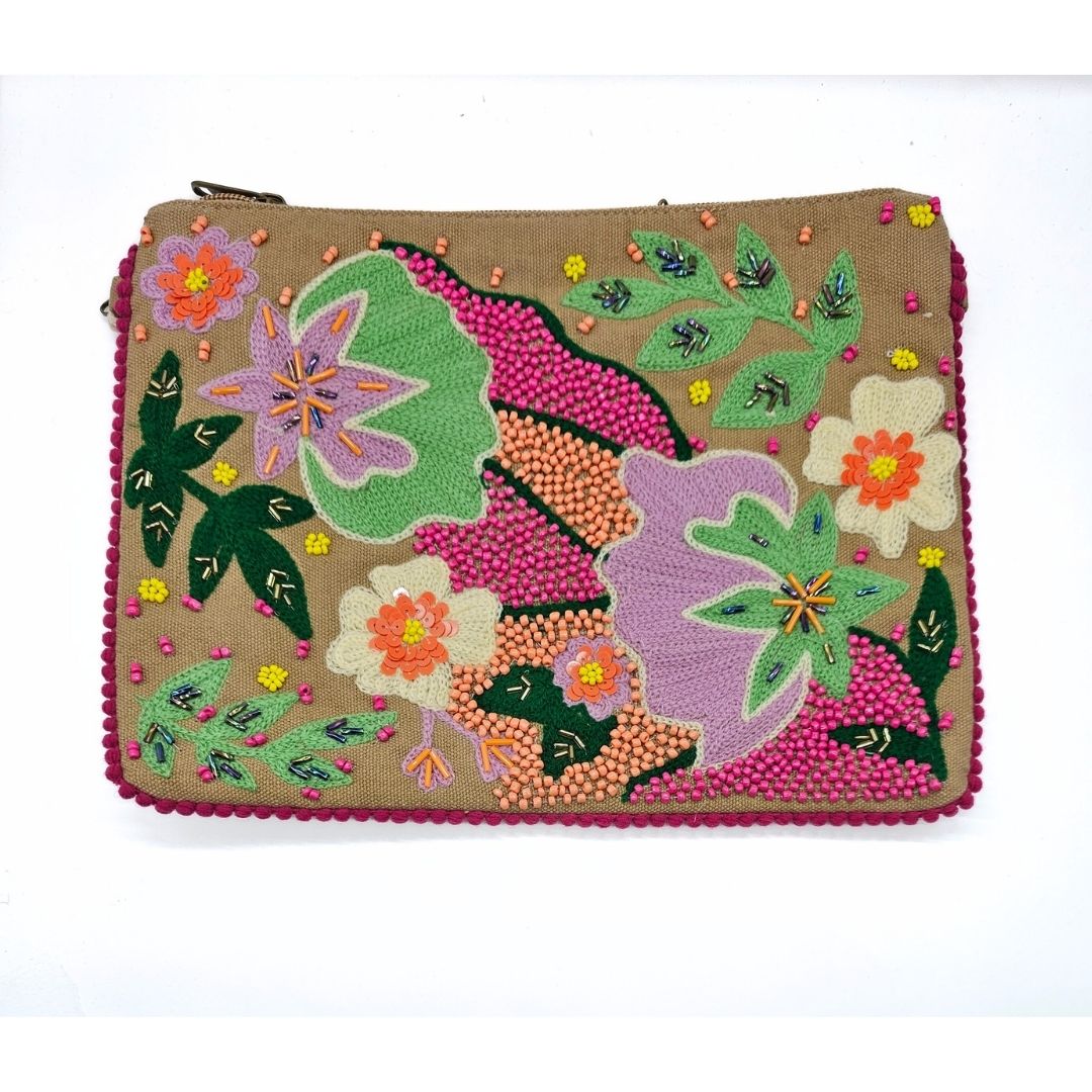 Embroidered flower clutch-Fashion-Little Fish Co.
