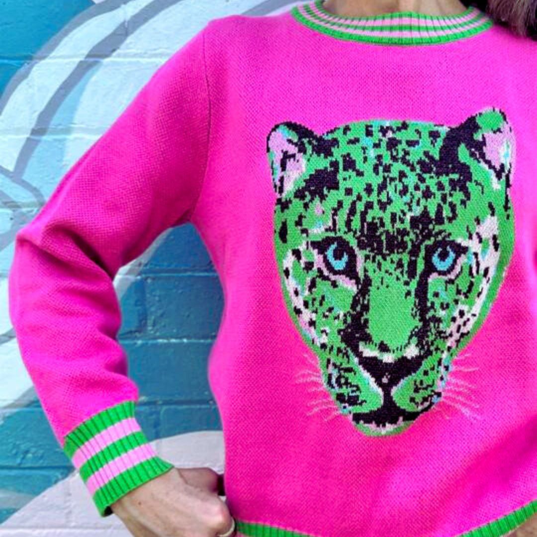 Cheetah Knit - Pink-Little Fish Co.