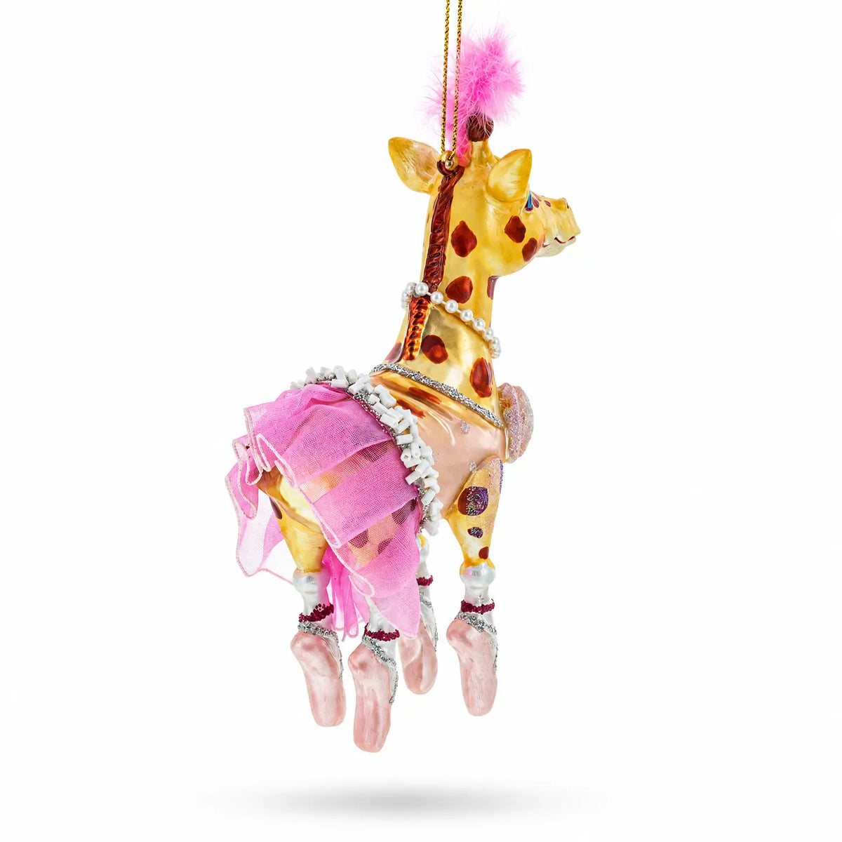Twirling Giraffe glass ornament handcrafted