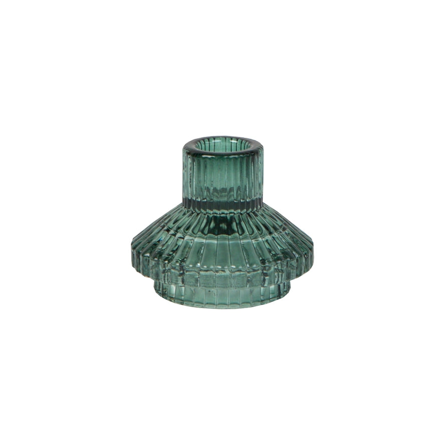 Small Ribbed Glass Candle Holder - Colours assorted-Top 30 Christmas-Little Fish Co.