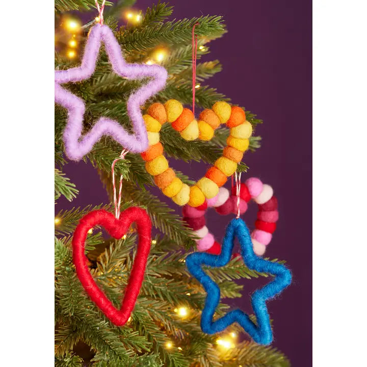 Set of 4 Pom Pom Hearts-Top 30 Christmas-Little Fish Co.