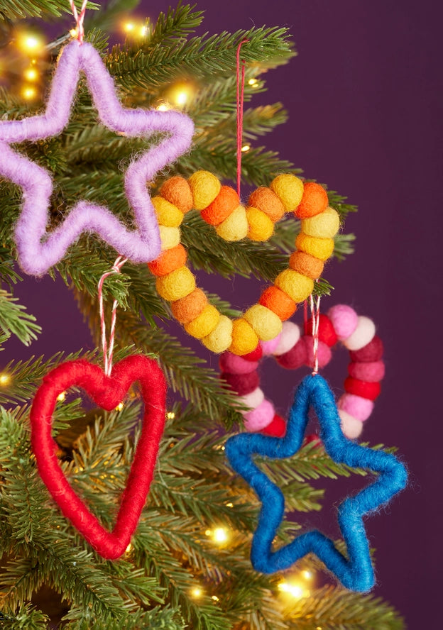 Set of 6 felt star decorations-Top 30 Christmas-Little Fish Co.
