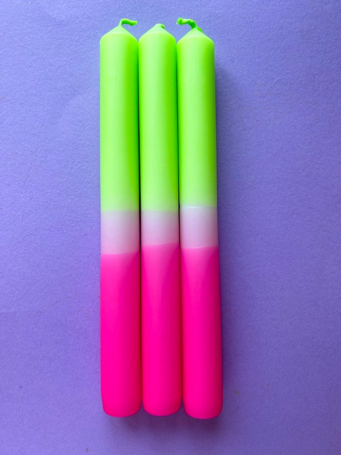 Glow Sticks Dip Dye Dinner Candles (Set of 3)-Little Fish Co.