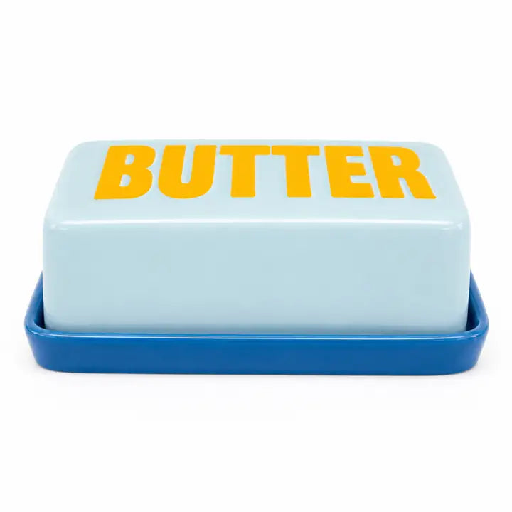 Blue Yellow Ceramic Butter Dish