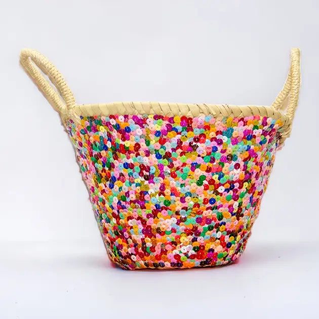 Multicolored Small Basket with Sequin