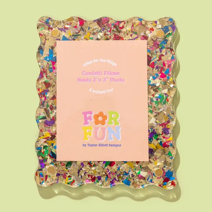 Acrylic magnet frame -Gold confetti-Little Fish Co.