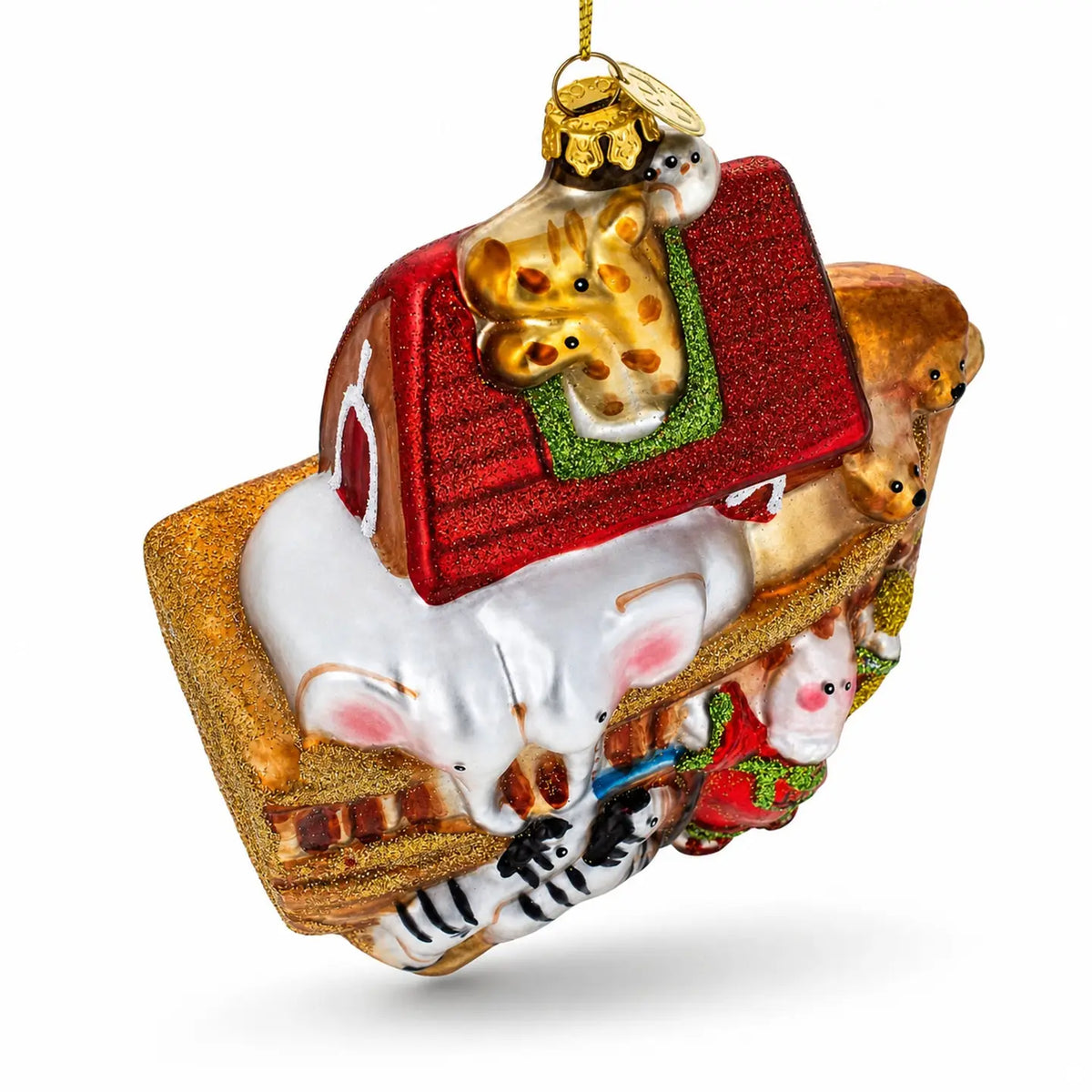 Noah's Ark glass ornament handcrafted