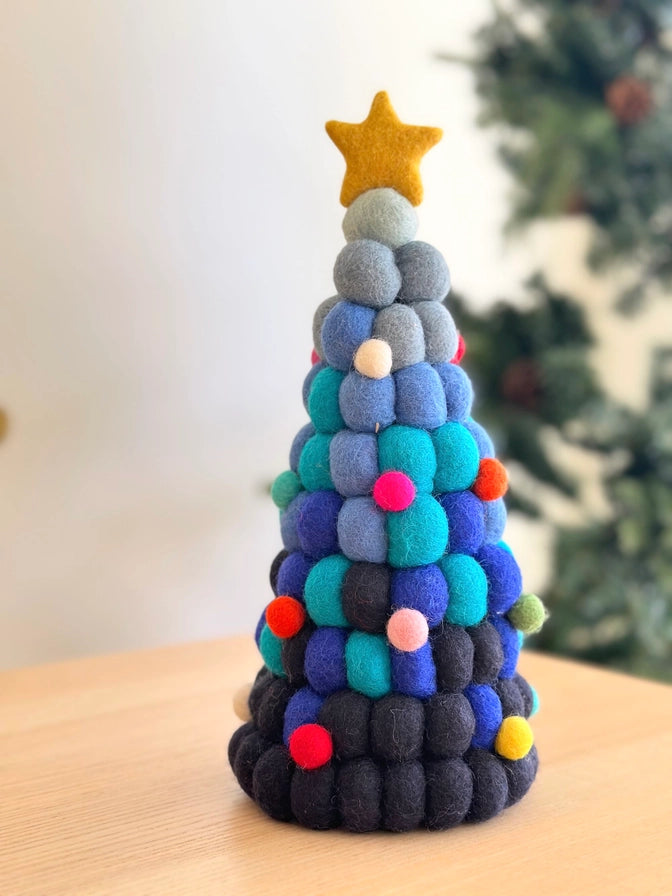 Felt Ball Christmas tree - Blue-Top 30 Christmas-Little Fish Co.