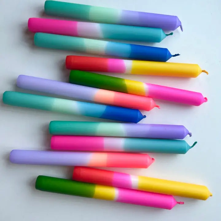 Dip Dye Candles in Brights set of 6-Top 30 Party-Little Fish Co.